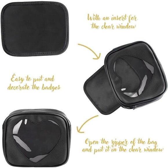 Women Black Ita Bag Crossbody Cat Small Ita Purse Pin Display Bag with Insert - Picture 2 of 7